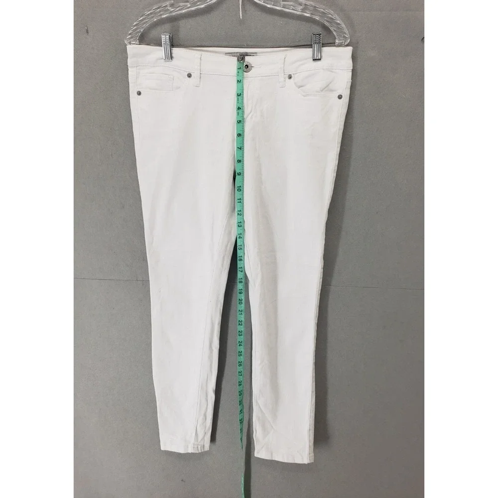 GUESS Women Jeans 29 White Cotton‎ Mid Rise Straight Skinny Fit Denim Trousers